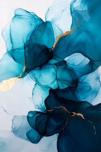 Watercolour in blue and gold