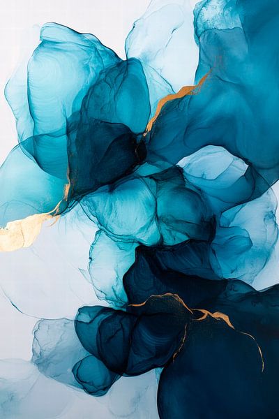 Watercolour in blue and gold by Poster Art Shop