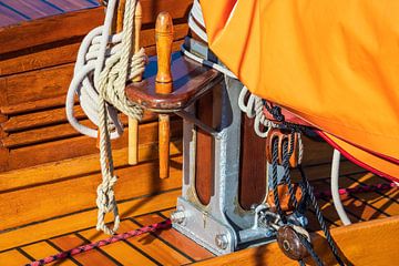 Detail of a historical sailing ship in Dierhagen, Germany van Rico Ködder