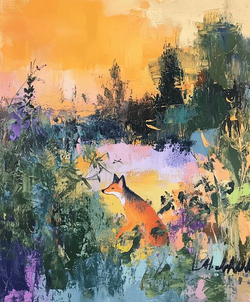 Renard avec fleurs par Dream Drip