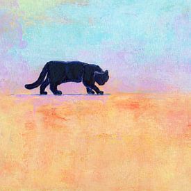 Black cat on the wall by Karen Kaspar