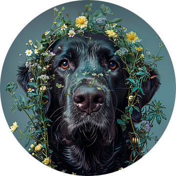 Labrador met bloemen van Marlon Paul Bruin