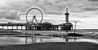 Pier Scheveningen The Hague with Ferris wheel in black and white