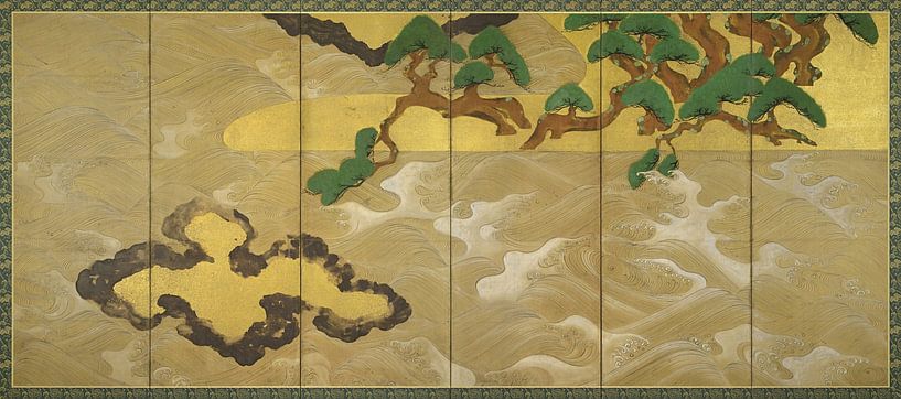 Wellen bei Matsushima (obere Tafel), Tawaraya Sôtatsu von Meisterhafte Meister