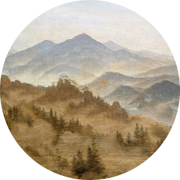Bergen in de opkomende mist, Caspar David Friedrich - ca. 1835