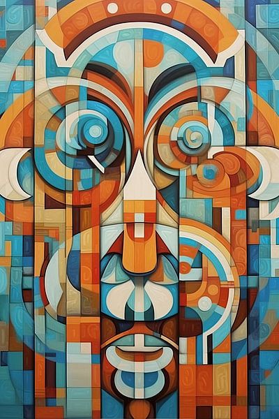 Peinture Lion coloré | Digital Jungle Frost par La collection ARTEO