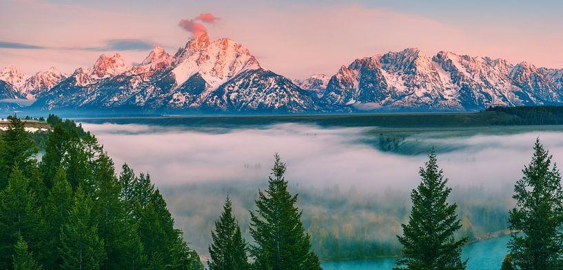 Sonnenaufgang Snake River Overlook, Grand Teton N.P., Wyoming von Henk Meijer Photography