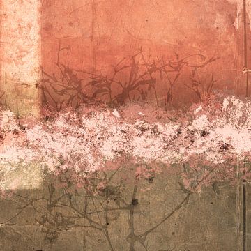 Aurora Botanica - Abstract Scandinavisch minimalistisch in oranje, sepia bruin en wit van Dina Dankers