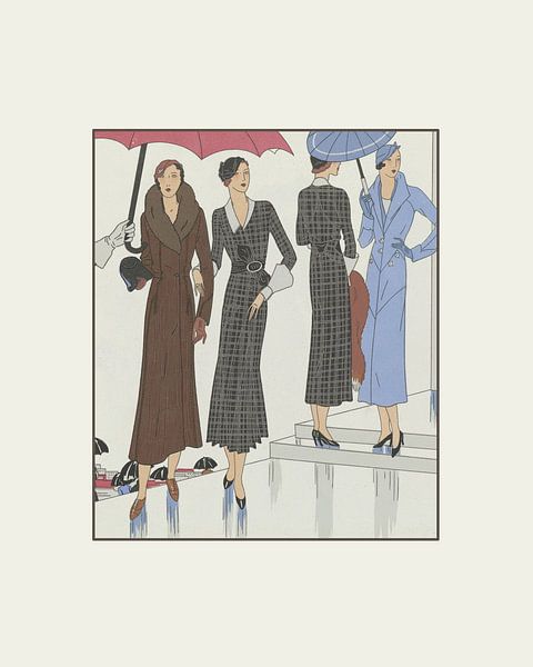 Les dames à l'automne | The ladies in the rain | Autumn | Art Deco historical print | Vintage fashio par NOONY