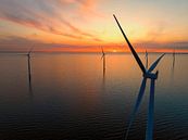 Windturbines in een offshore windpark tijdens zonsondergang van Sjoerd van der Wal Fotografie thumbnail