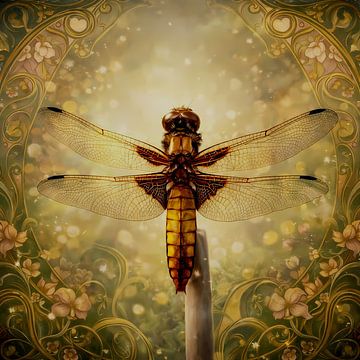 Flachbauch-Libelle Jugendstil von Linda de Klein