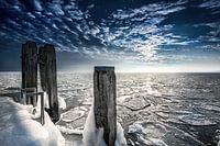 Ice floes at the old pier of Scharbeutz
