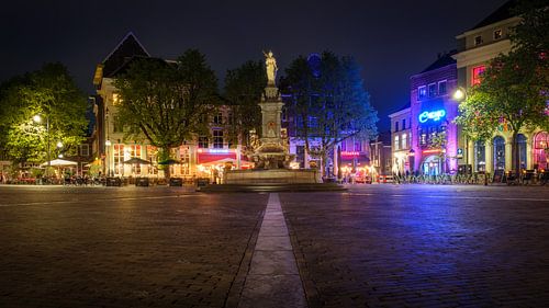 La Vierge de la ville sur la fontaine au bord de Deventer Overijssel.