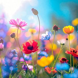 Jardin de fleurs coloré en été sur Studio Pieternel