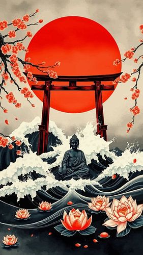 Boeddha / Boeddha Japanse kunst Sumi-e