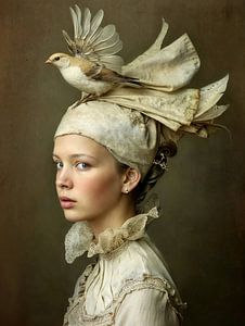 Kunstporträt: "Ich und mein Vogel"