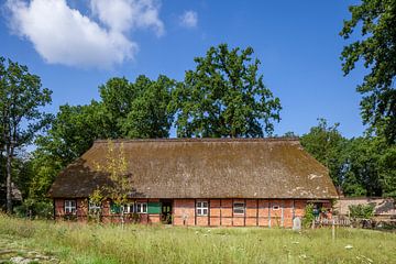 Ferme historique, Wilsede, Lüneburg Heath, Basse-Saxe, Allemagne