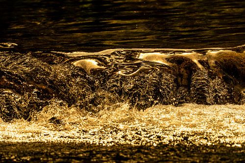Gouden Fluïditeit - De Weerspiegeling van een Zonsondergang op Water