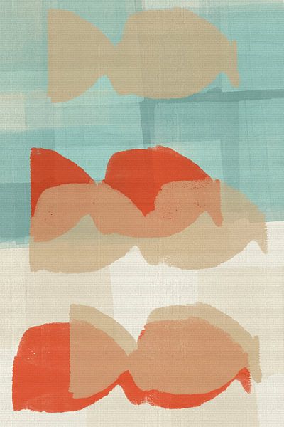 Colorful abstract shapes in white, orange, blue by Dina Dankers