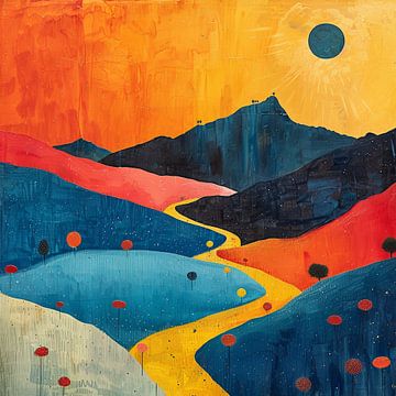 Mond Landschaft Natur Berge Expressionismus No 15 von Niklas Maximilian