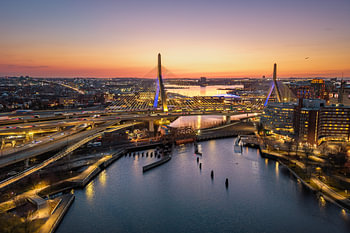 Zakim Bridge at sunrise in Boston
