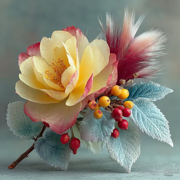 yellow flower with water and icing by Gelissen Artworks