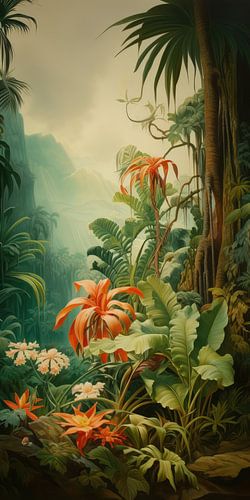 Imaginäre tropische Blumen im Paradies