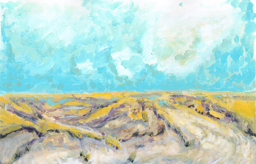 ‘Duinen 1’ is a painting by the Dutch artist Tanja Koelemij and forms part of a series on landscapes, plants and animals in the Dutch coastal regions.