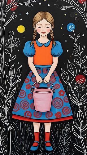 Verträumtes Mädchen im Folk Forest