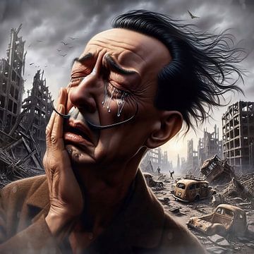 Salvador Dali weint über Kriegsgewalt von Digital Art Nederland