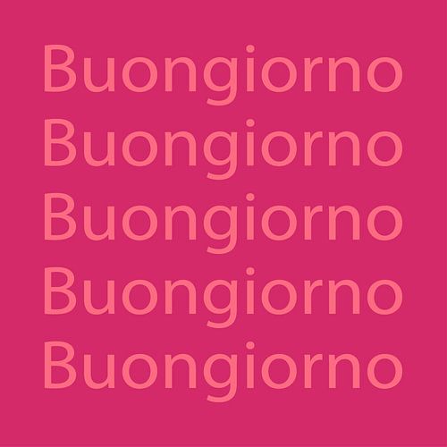Buongiorno. Op de jaren 70 geïnspireerde typografie in roze