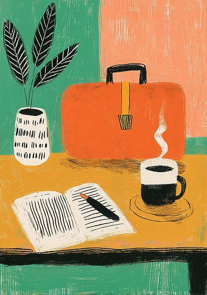 Still life with suitcase and coffee by Niklas Maximilian