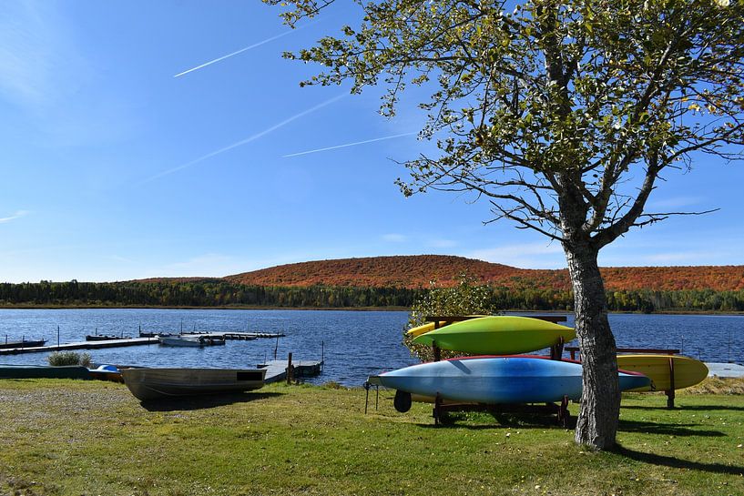 Camping du lac in autumn by Claude Laprise