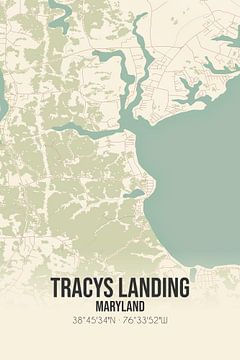 Vintage landkaart van Tracys Landing (Maryland), USA. van Rezona