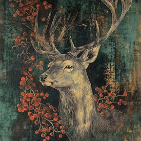 Cerf &amp ; baies sur Bianca ter Riet