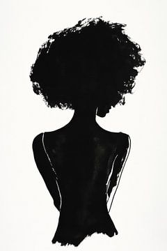 Zwart silhouet met afrohaar van Poster Art Shop