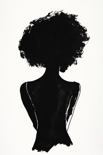 Zwart silhouet met afrohaar