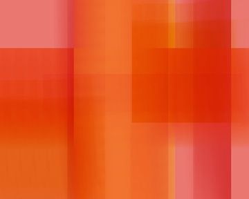 Abstracte kleurblokken in heldere pasteltinten. Warm rood en oranje. van Dina Dankers