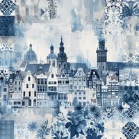 Collage of Delft, in Delft blue