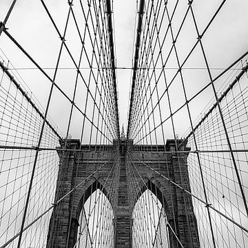 New York Brooklyn Bridge in zwart wit