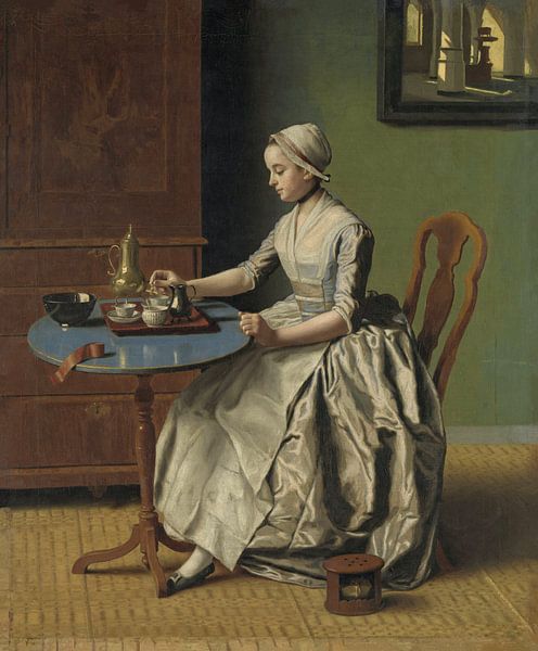 EIne Dame gießt Kakao ein, Jean-Etienne Liotard von Meesterlijcke Meesters