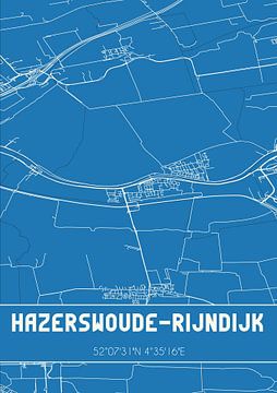 Blauwdruk | Landkaart | Hazerswoude-Rijndijk (Zuid-Holland) van Rezona