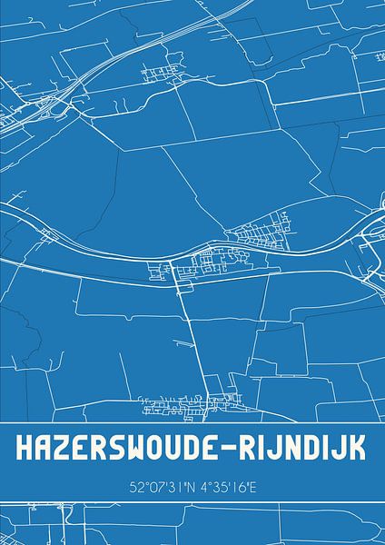 Blueprint | Map | Hazerswoude-Rijndijk (South Holland) by Prints of Place