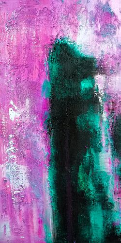 Modern, Abstract Digitaal Kunstwerk in Roze Blauw