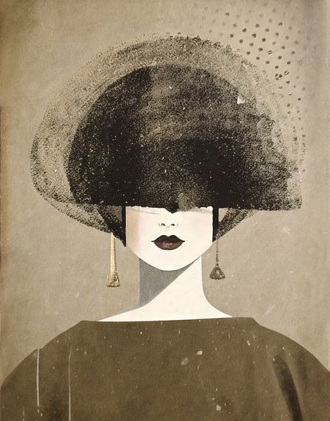 woman in Ton Sur Ton - Abstract portret 06 van TW living