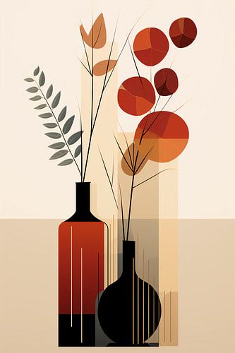 Boho moderne vazen met bloemen