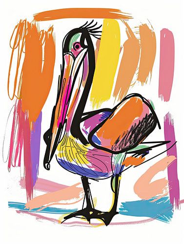 Malerei Bunte Vogel | Trendy Vogel auf Leinwand