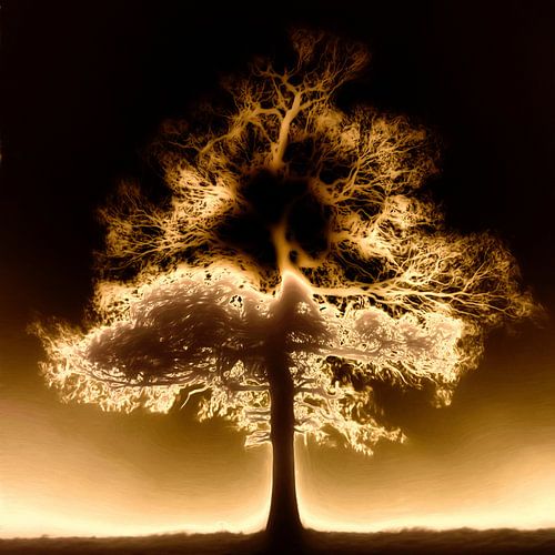 Einsamer Baum im Nebel