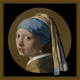 Girl with a pearl earring - golden girl by Digital Art Studio
