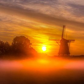 Zonskomst bij molen van Oud Zuilen van Bianca Berger